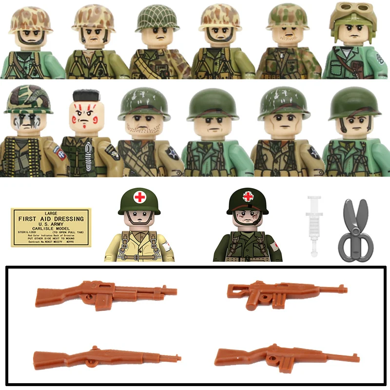 Figure Militari Marine Corps Building Blocks Ww2 Soldiers Us 101St Airborne Division Helmet Arma Mattoni Giocattoli Per Bambini Regalo