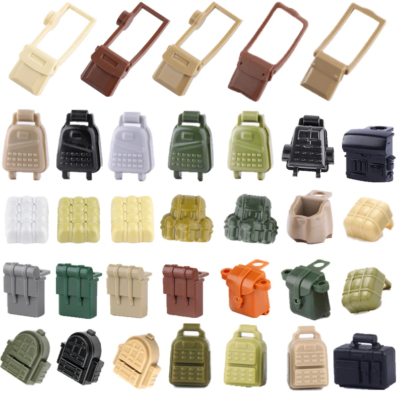 10 Pz/Lotto Moc Ww2 Soldier Figure Zaino Building Blocks Accessori Militari Modern Army Special Forces Bag Mattoni Giocattoli J044