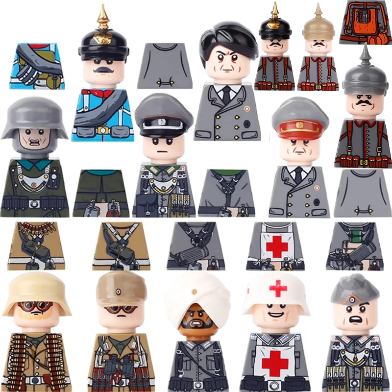 Ww2 British German Soldier Prime Theater Winston Figures Building Blocks North African Pilot Medic Mini Model Kids Toys