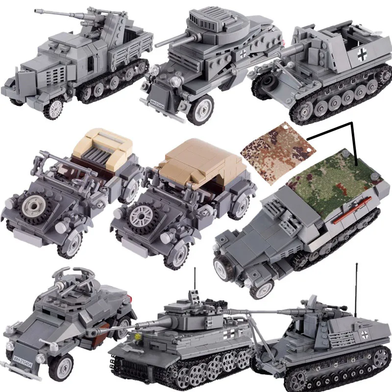 Ww2 Us Soldati Tedeschi Figura Veicolo Militare Building Blocks Carro Armato Camion Accessori Pistola Mattoni Dell'Esercito Giocattolo Bambini M087