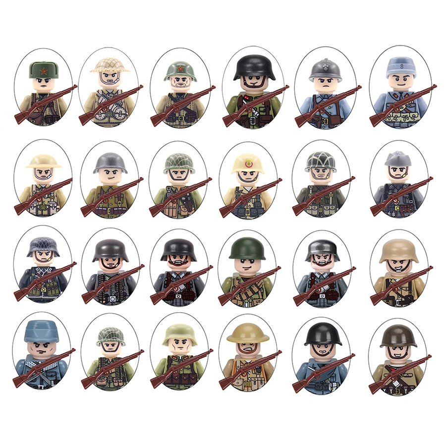 German Squad Ww2 World War Ii Custom Germany Soldier Figures Set Armi Blitzkrieg Building Blocks War Artillery Toy Guns Rifle