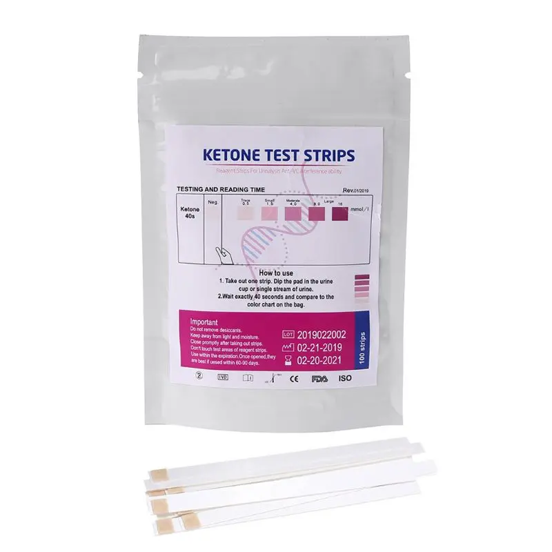 1Set 100Pcs Urs-1K Strisce Reattive Chetone Reagente Test Di Urina Anti-Vc Urinalysis Ketosis Test Di Analisi Professionale Fasttest