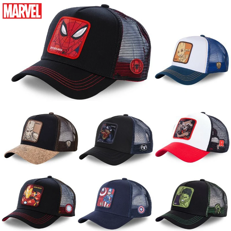 Marvel Anime Movies Sport Baseball Net Hat Superhero Spider-Man Iron Man Hulk Captain America Rocket Raccoon Venom Leisure Hat