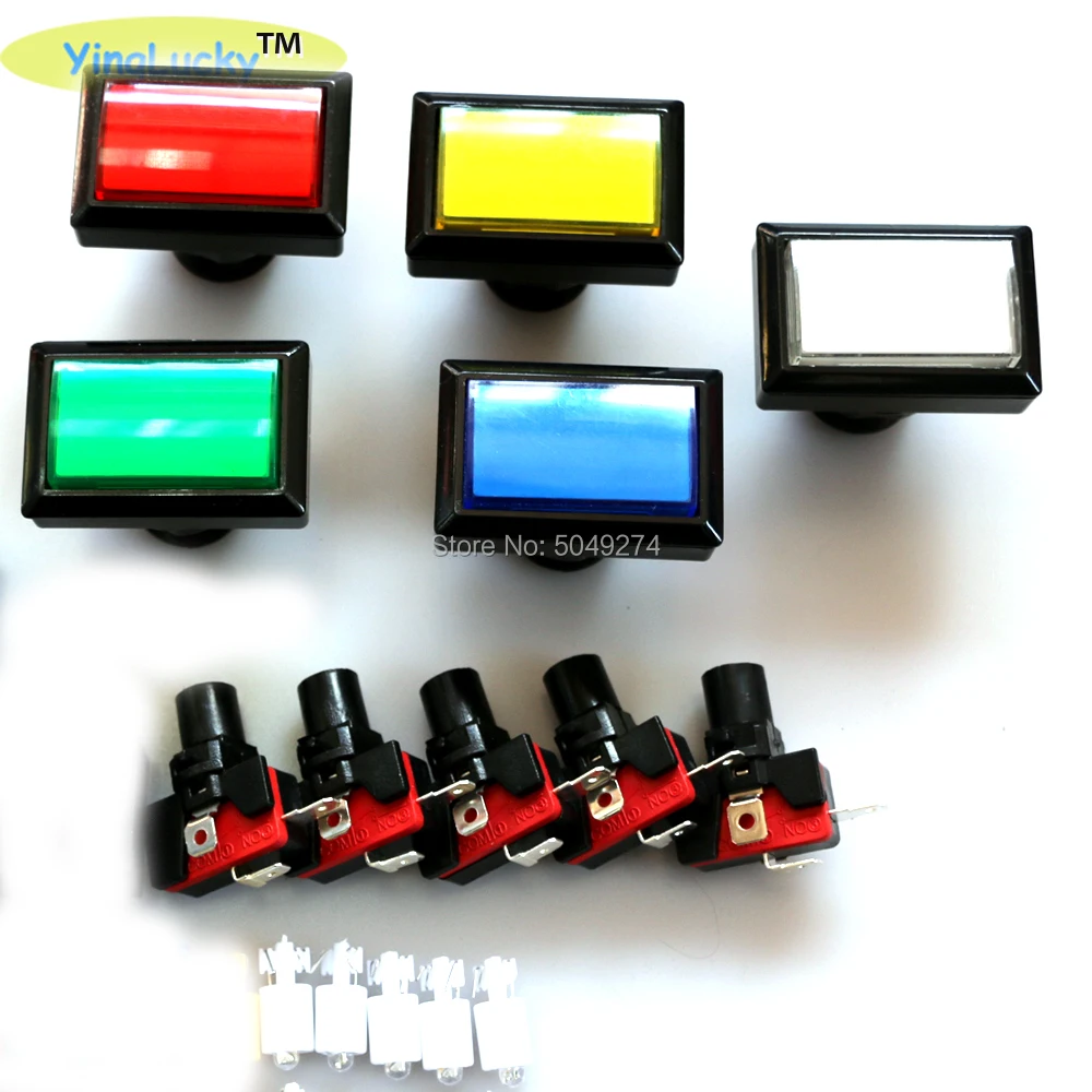 Yinglucky Arcade Button Led12V 1Pc Game Machine Rettangolo Arcade Button Con Lampada A Led Illuminata 5 Colori