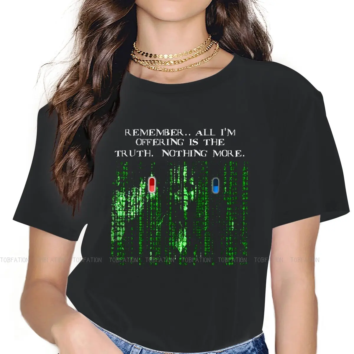 The Matrix Neo Maglietta Da Donna The Blue Pill O The Red Pill Top Da Donna Harajuku Funny Tees Ladies 5Xl Tshirt Oversize