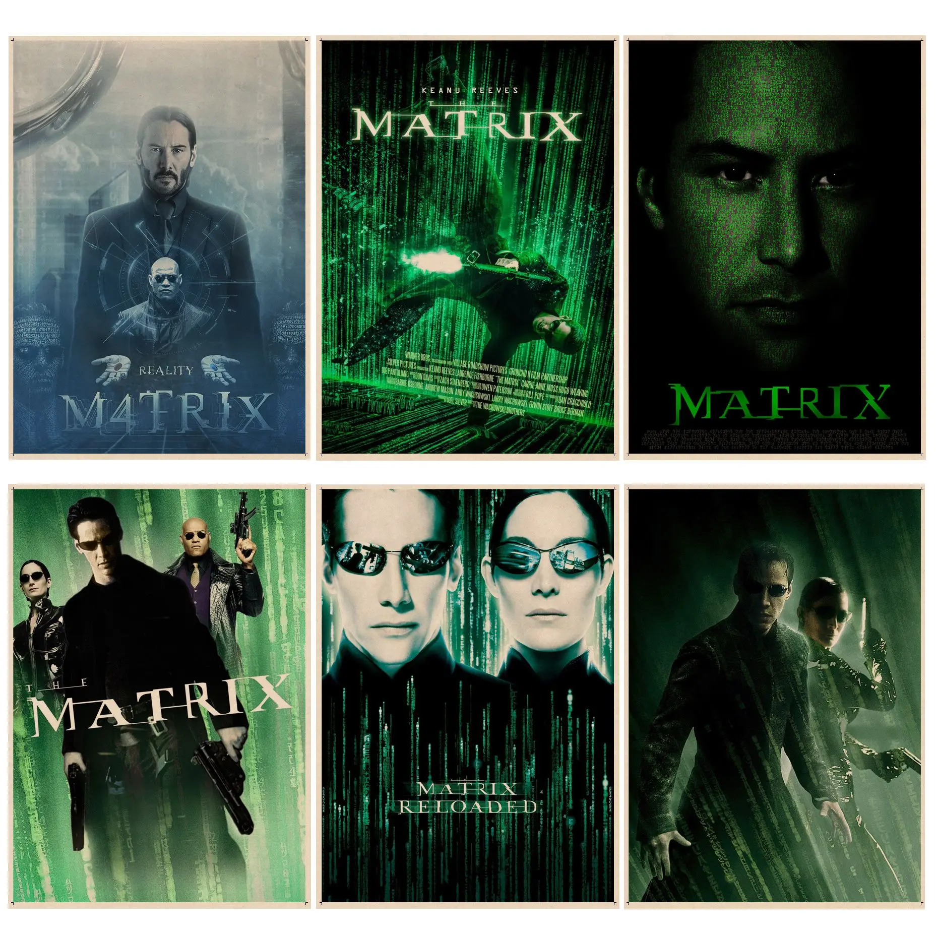 Film Classico The Matrix Keanu Reeves Neo Stampe E Poster Di Buona Qualità Vintage Room Home Bar Cafe Decor Poster Adesivi Murali