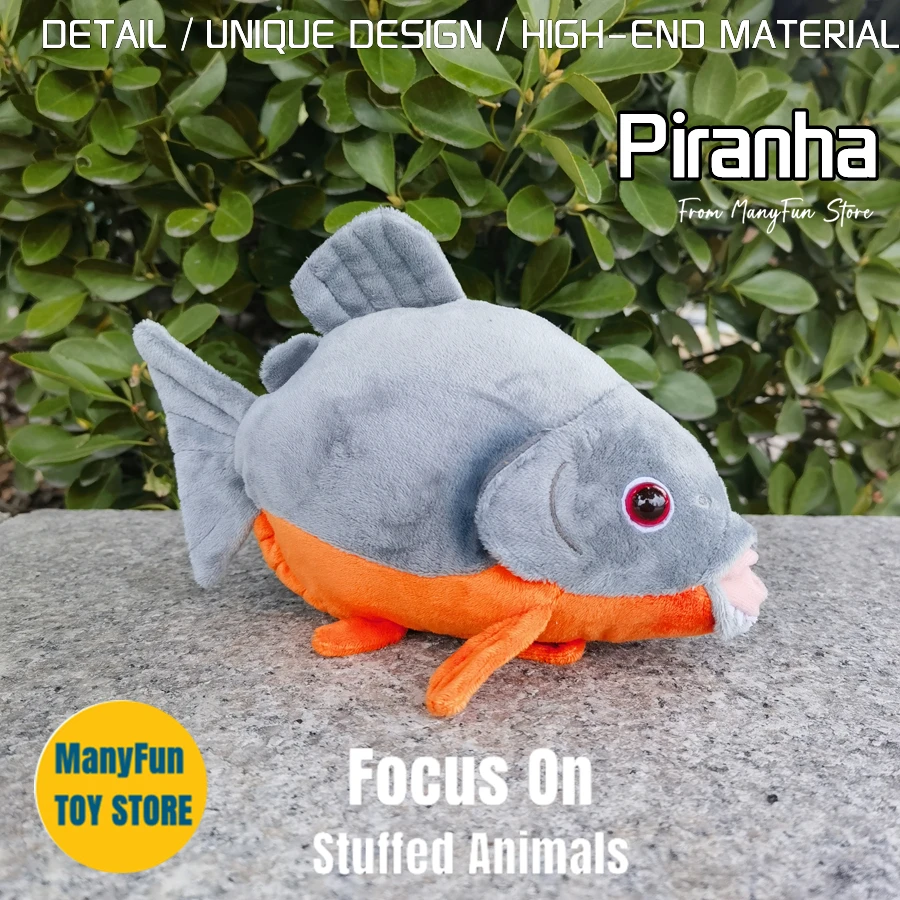 Piranha Peluche Ad Alta Fedeltà Caribe Pomfret Plushie Fish Peluche Realistici Animali Di Peluche Simulazione Bambola Kawai Giocattolo Regali Bambino