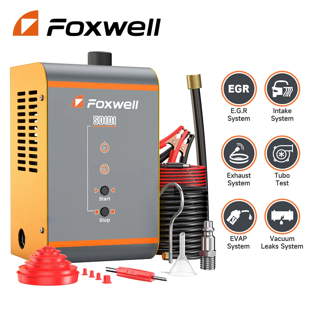 Nuovo Foxwell Sd101 Rilevatore Di Perdite Di Fumo Per Auto 12V Automotive Evap Rilevatore Di Perdite Tester Tubo Olio Combustibile Generatore Di Fumo 