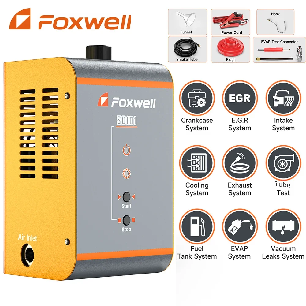 Foxwell Sd101 Rilevatore Di Perdite Di Fumo 12V Evap Smoke Machine Tool Car Fuel Pipe Rilevatore Di Perdite Tester Auto Oil Pipe Generatore Di Fumo