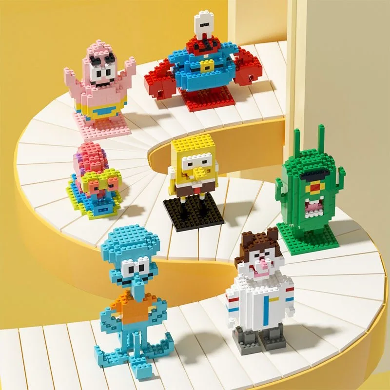Spongebob Squarepants Building Blocks Anime Cartoon Mini Action Figure Patrick Star Sandy Squidward Tentacles Doll Bricks Toys