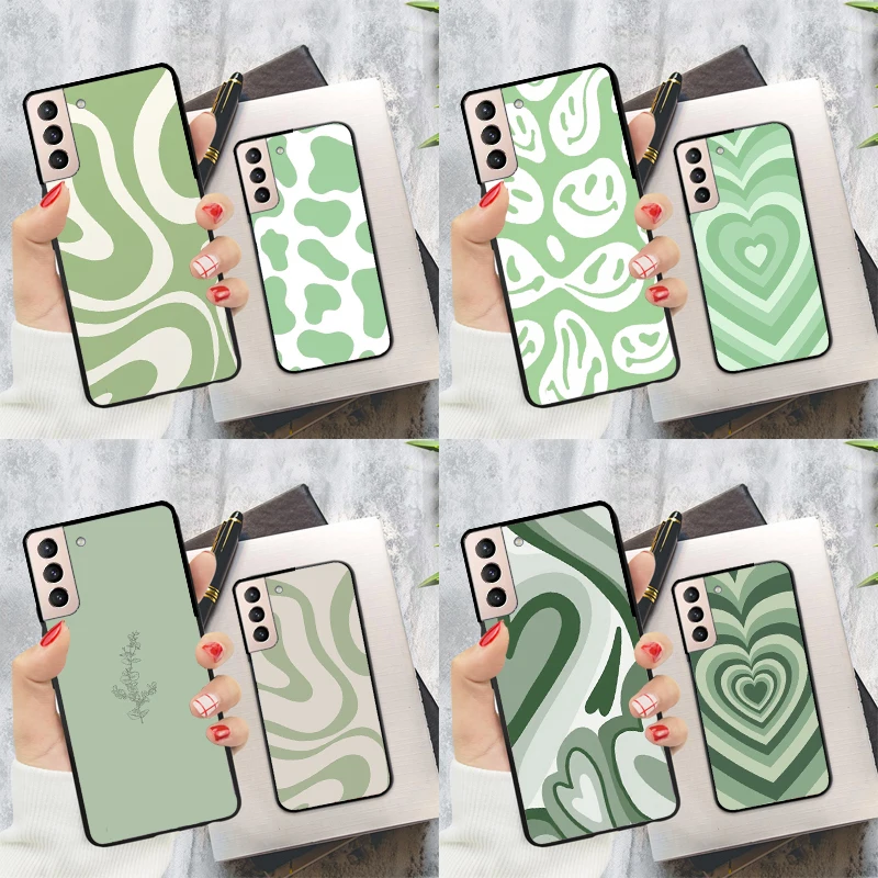 Custodia Estetica Sage Green Swirl Per Samsung Galaxy S21 S20 Fe S9 S10 Note 10 Plus Note 20 Ultra S22 Ultra Soft Cover