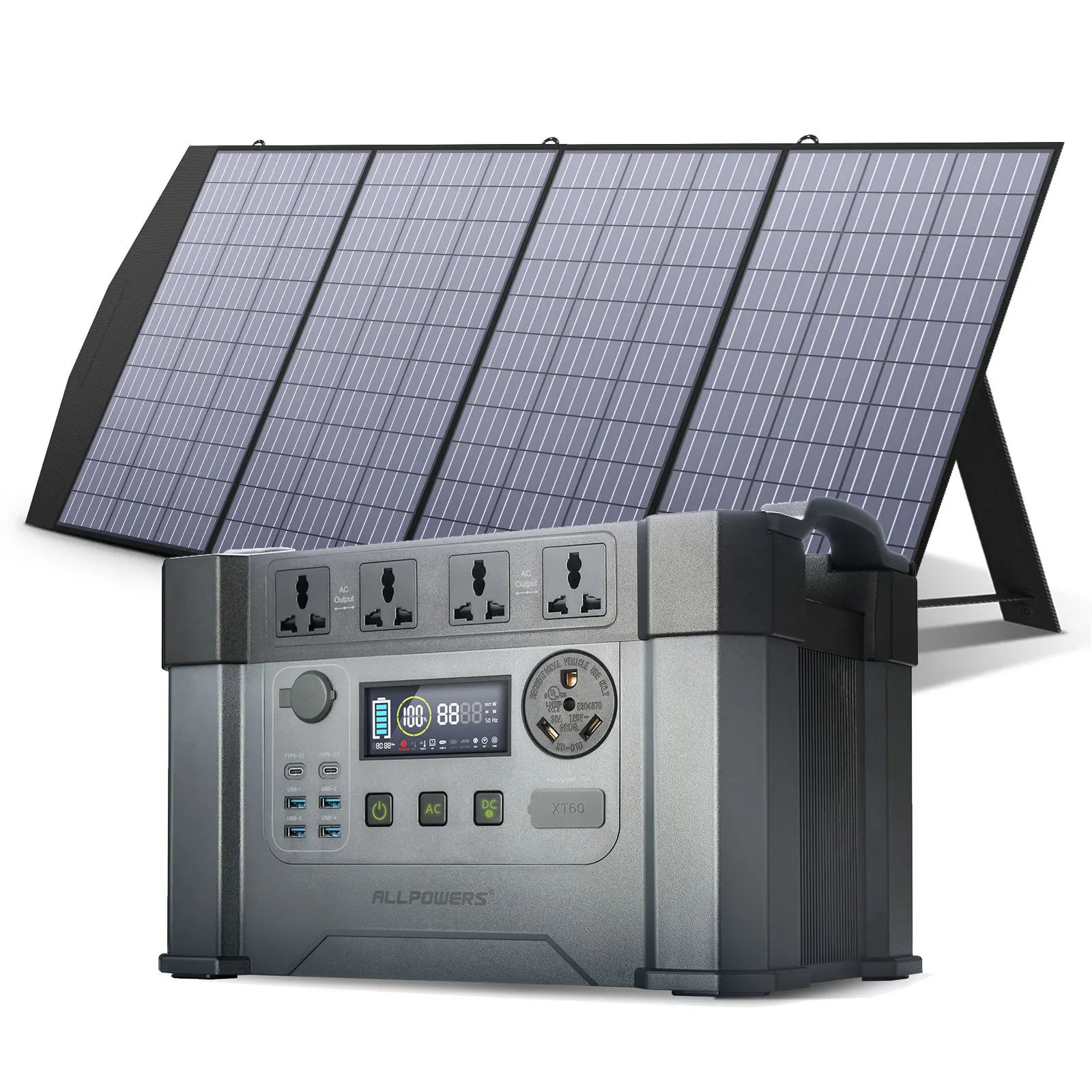 Generatore Portatile 1500Wh Powerbank 2400W Powerstation Mit Solarpanel 200W Caricabatteria Solare Per Roulotte Da Campeggio