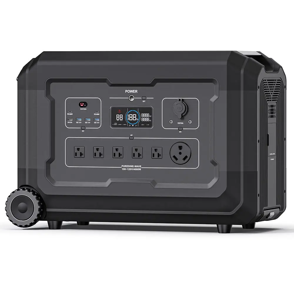 4000W Campeggio Tragbare Kraftwerk Powerstation Lifepo4 Carica Batteria Generatore Solare Sistema Energetico 5000W Centrale Elettrica Portatile