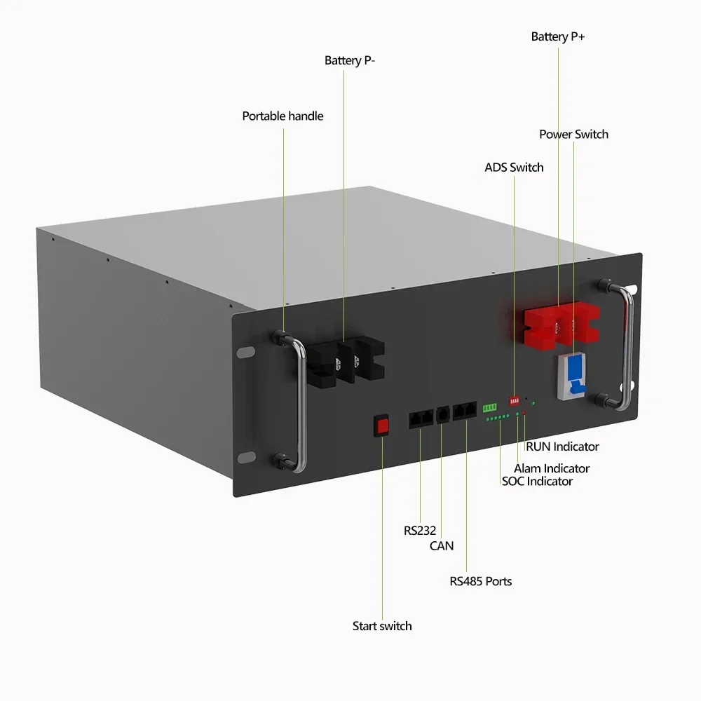 Batteria Di Accumulo Di Energia Solare Per Montaggio Su Rack Batteria Baterias 48V 100Ah Powerstation Batteria Solaire Lithium 200Ah Lifepo4