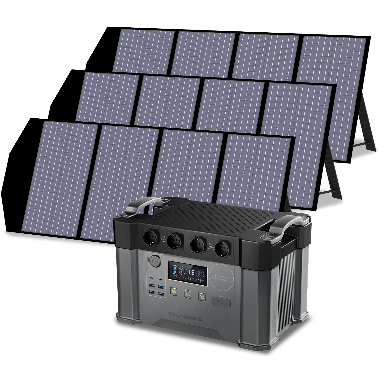 Centrale Elettrica Portatile Allpowers Con Pannello Solare, Pannello Fotovoltaico 140W 280W 420W Per Centrale Elettrica Solare 2000W (Picco 4000W)