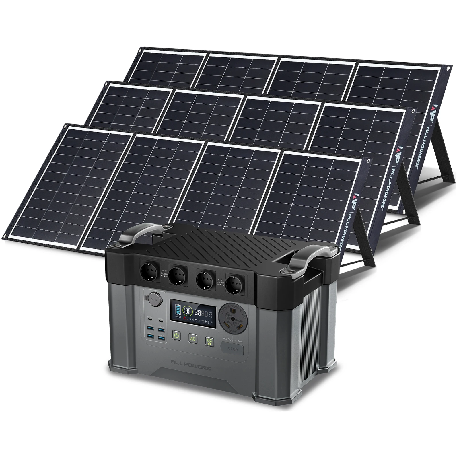 Allpowers Pannelli Solari Monocristallini 600W 400W 200W Caricabatterie Solare Portatile Per S2000 Pro Mppt Powerstation Alimentatore 2400W