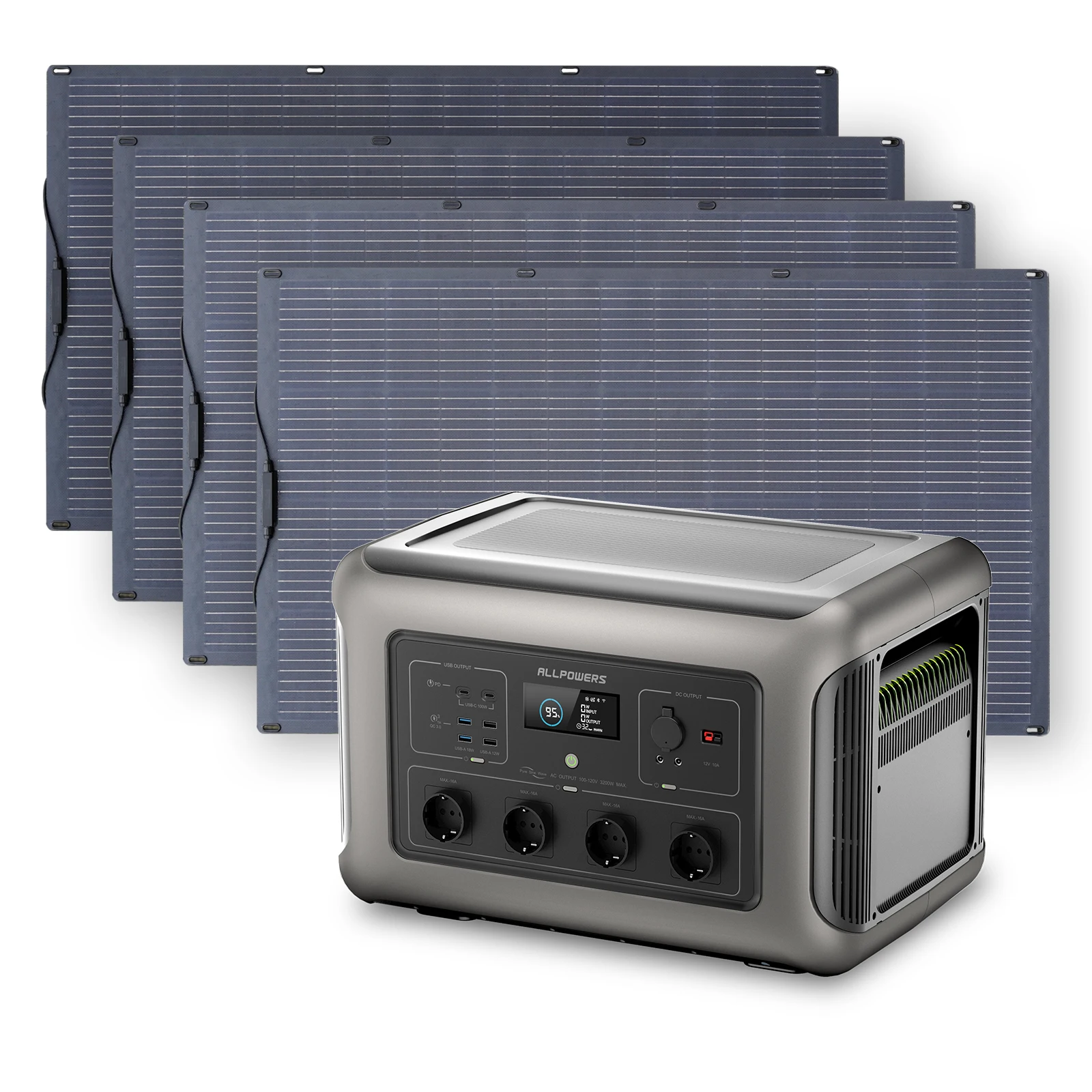 Allpowers Solarpanel 200 W400W 600W 800W 1200W Centrale Elettrica Da Balcone Per Powerstation Allpowers R3500 3500W Con Presa Ca 4 X3500W