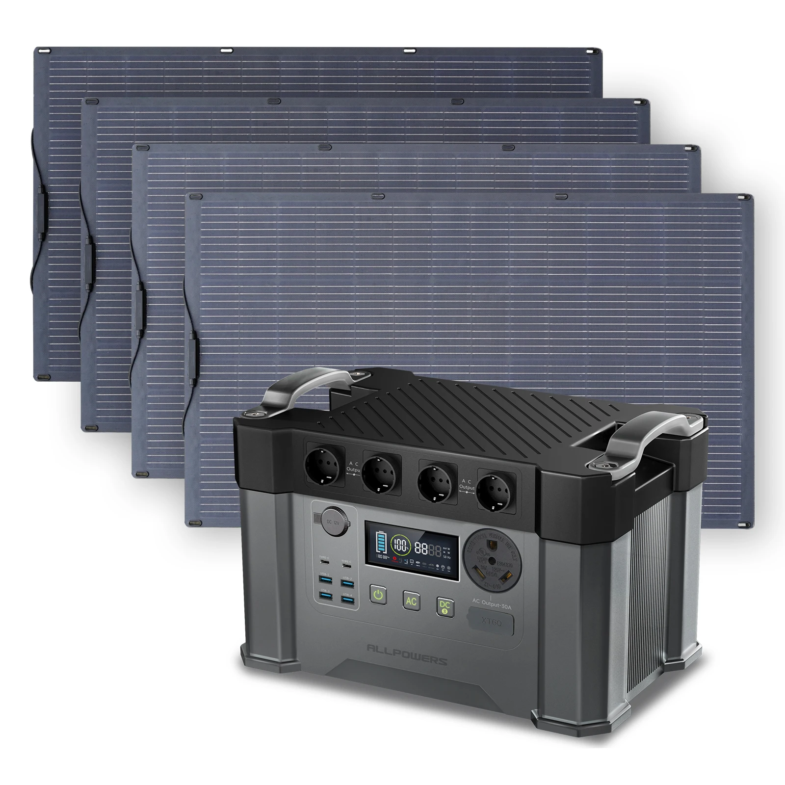 Allpowers Balcone Centrale Elettrica 100W 200W 300W 400W Kit Pannello Solare Modulo Fotovoltaico Con Powerstation 1500Wh 2400W Generatore Solare Ups
