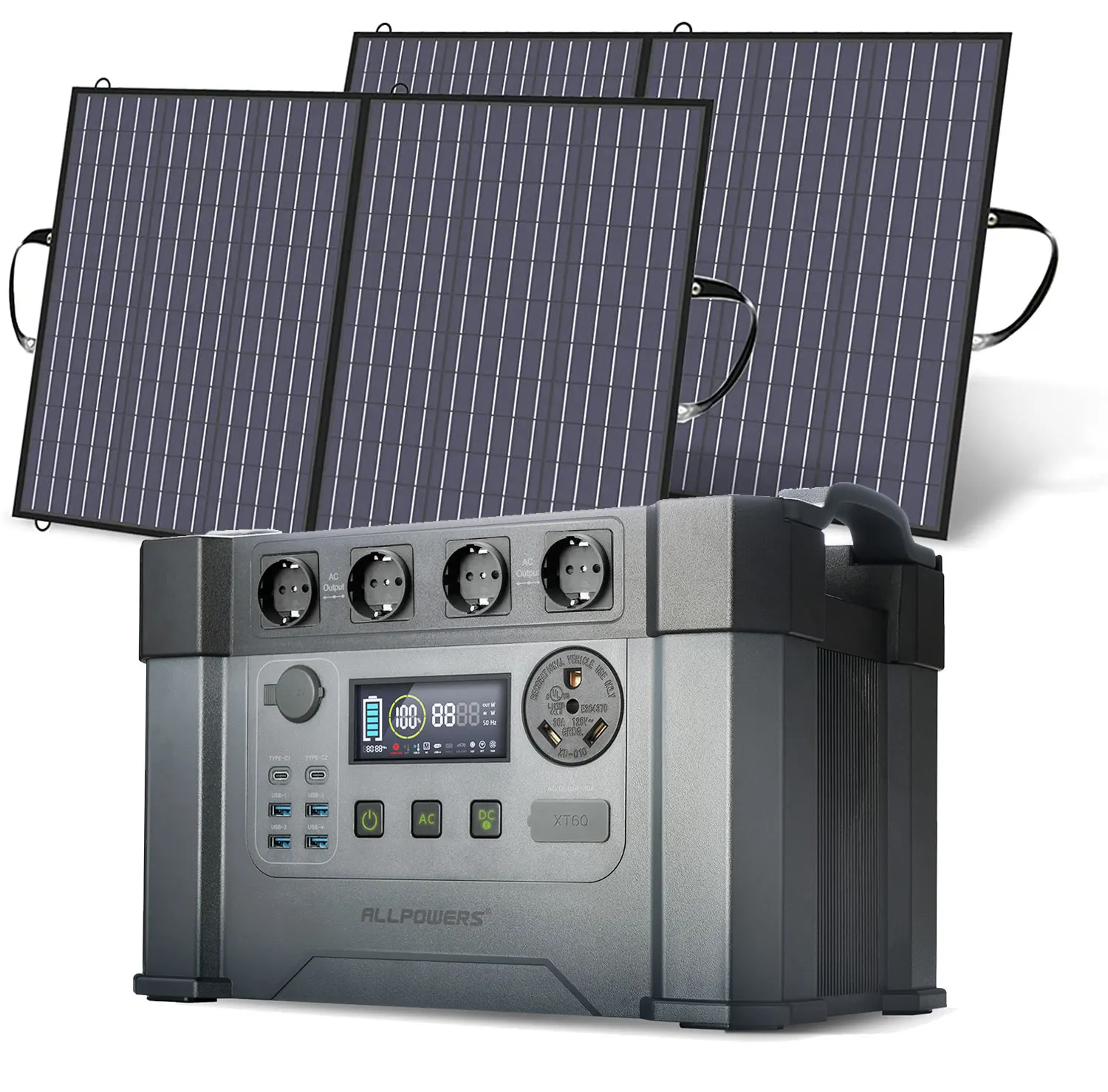 Allpowers Alimentatore Portatile Generatror 1092Wh/1500Wh, Powerstation 110V/230V Con Pannello Solare Moblie 2 X18V 100W Per Il Campeggio