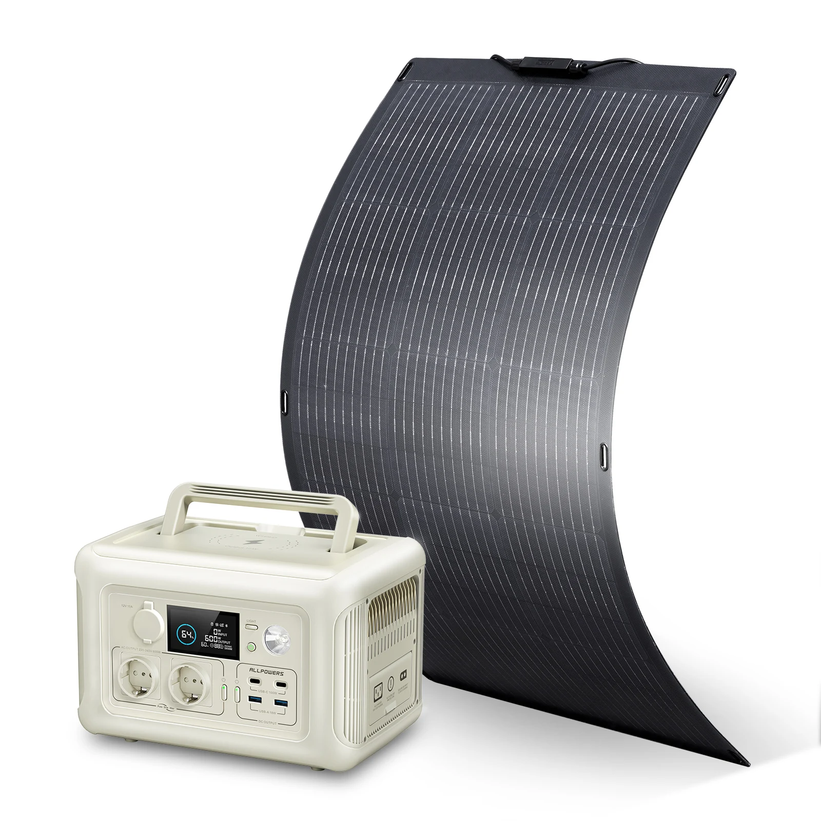Allpowers Generatore Solare R600 Powerstation Con Pannello Solare 100W Alimentatore Di Emergenza 299Wh Per Caravan Tende Da Campeggio Tv Rv