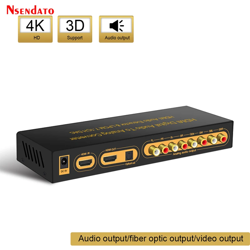 Hdmi 4K Digital Audio To Analog 192Khz Dac Extractor Converter Supporto 5.1 7.1Ch Lpcm Decoder Audio Digitale Per Dts Ps3 Tv