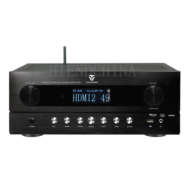 Winner At-1200 Amplificatore 4K/Hdr 5.1.2 Decodifica Audio Full Scene Cinema Ktv Amp Bluetooth App Control 8Ω