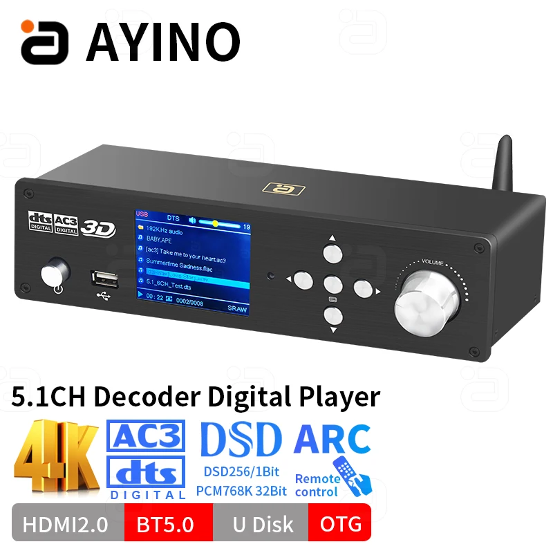 Dtshd Atmos 5.1Ch Decoder Audio 4K Hdmi2.0 Convertitore Bluetooth 5.0 Reciever Dsd Muslimac Arc Pcusb Otg Adapter Hd950