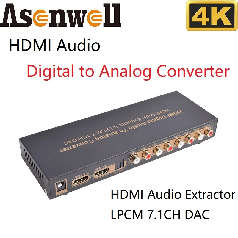 4K Hdmi Audio Extractor V1.4 Lpcm 7.1 Ch Dac Converter No Decoder Spdif 5.1 7.1 Audio Convertitore Da Digitale Ad Analogico Per Amplificatore