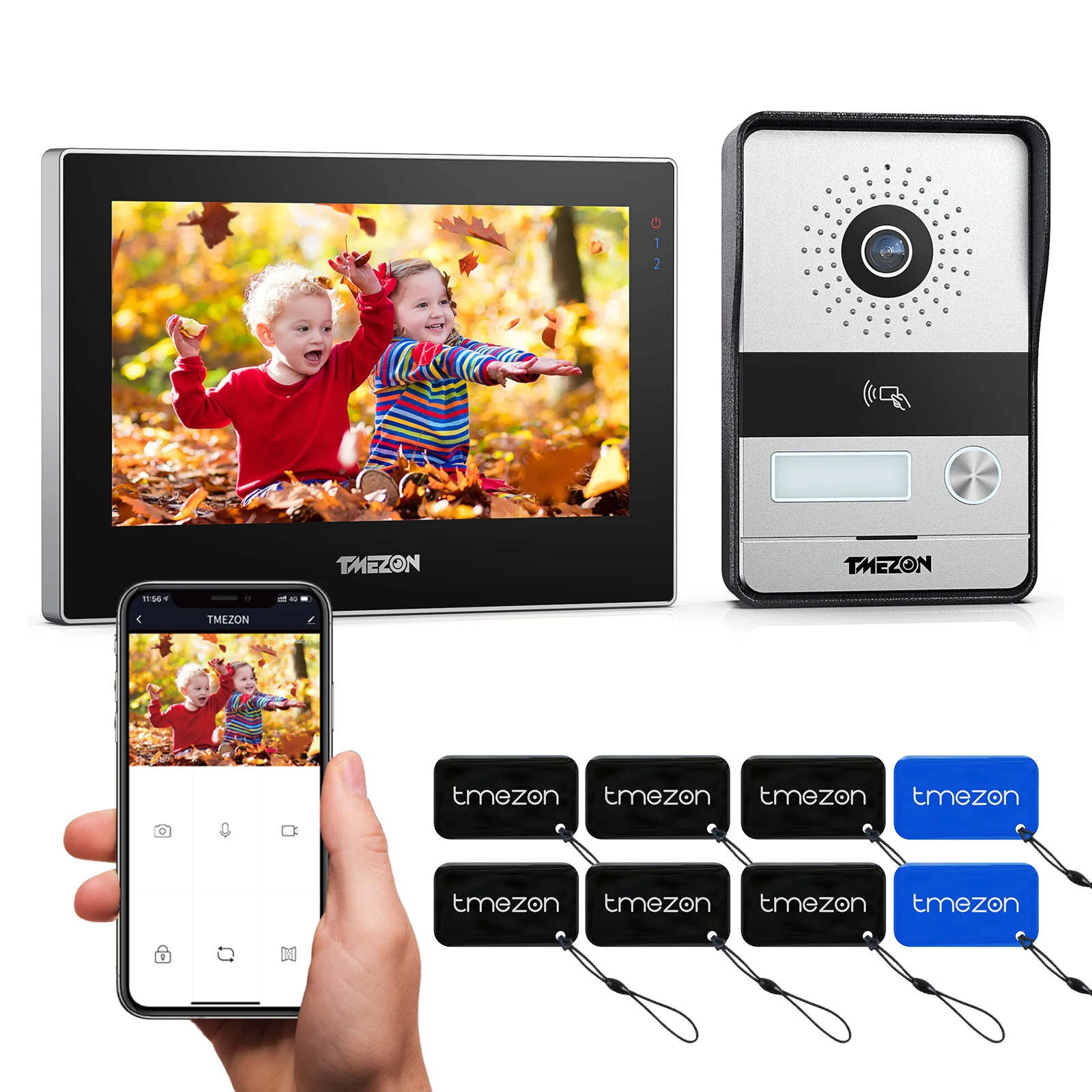 Tmezon Videocitofono Wifi Con Smartphone App, 2 Fili Video Citofono Con 7’’ Monitor Touchscreen E Video Doorbell Esterno Cablata Telecamera Visione No