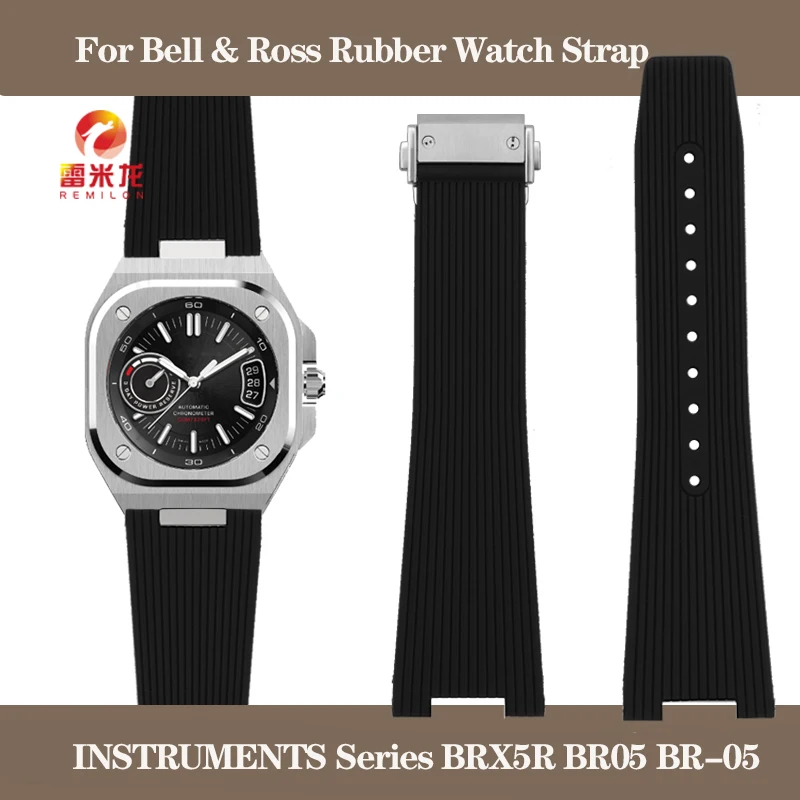 Cinturino Sportivo In Silicone Per Strumenti Bell & Ross Serie Brx5R Br05 Br-05 Cinturino In Gomma Di Alta Qualità Br Watch Belt