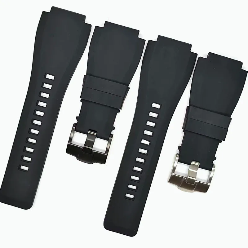 Per Bell Ross Br 03-92 Diver 24-35Mm Cinturino Per Orologio In Gomma Impermeabile E Morbida Cinturino Con Interfaccia Convessa Dedicata Con Fibbia Ad 