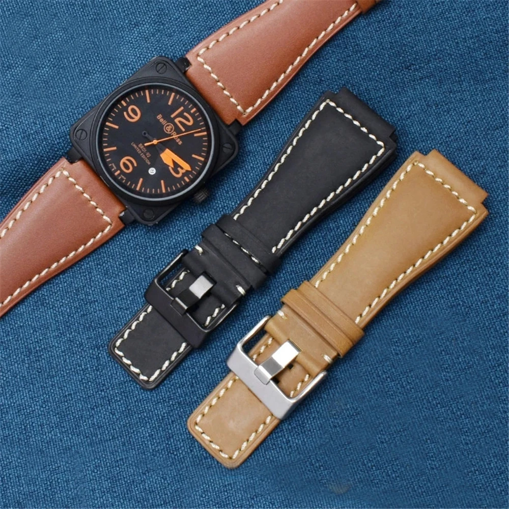 Cinturino In Vera Pelle Per Bell & Ross Br01 Br03 Cinturino In Silicone Bell Ross Br01Br03 24Mm Cinturino