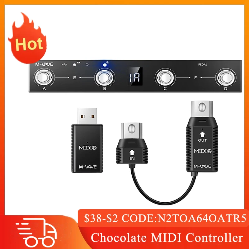 M-Vave Cioccolato Programmabile Wireless Midi System App Control Pedale Per Chitarra Per Bias Fx 2/Expression Pedal/Zoom Ms-50G/G1Xon