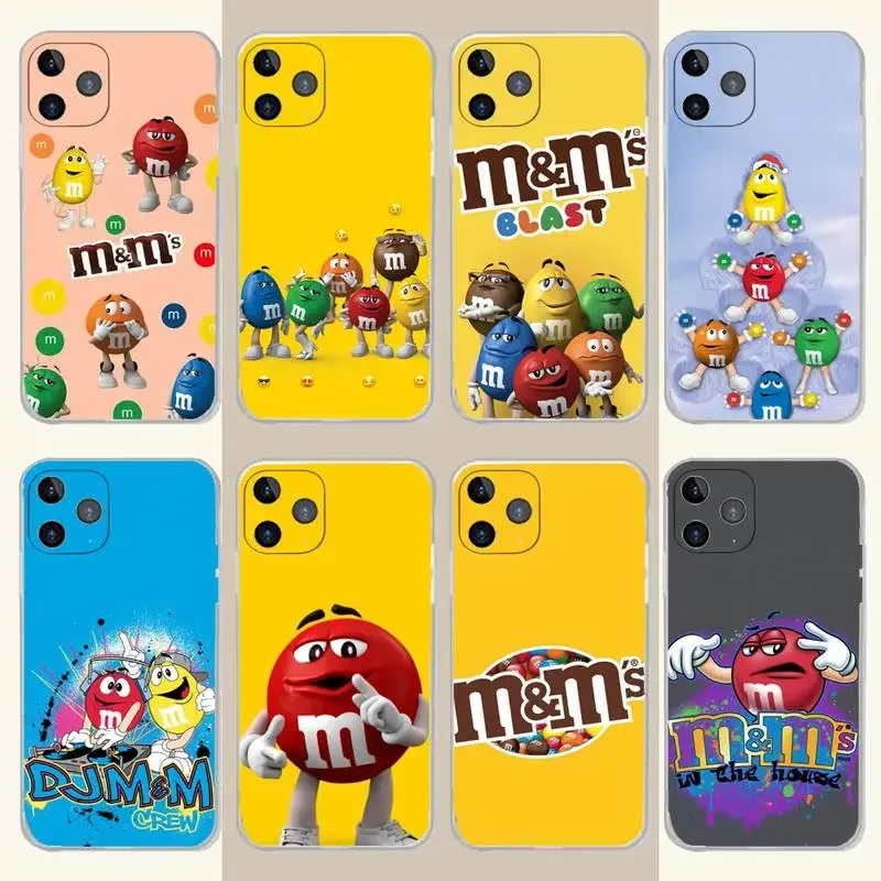 Custodia Per Telefono M-M & Ms-S C-Chocolate Per Iphone 15,14,13,12,11 Plus,Pro,Max,Xr,Xs,X,7,8 Plus,Se,Mini Silicone Trasparente Morbido