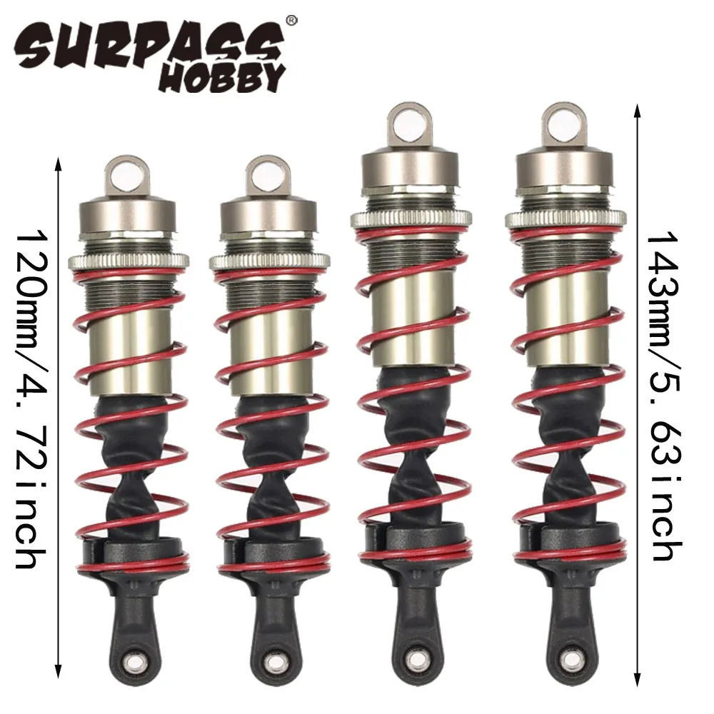 4 Pz Ammortizzatore 120Mm Anteriore 140Mm Posteriore Ammortizzatore In Metallo Sospensione Per Hpi Trophy Flux 107016 1/8 Rc Auto Da Corsa Truggy Zd R