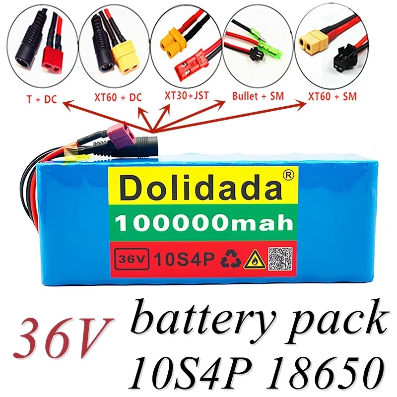 Batterie Lithium 10 S4P 36V 100Ah 18650 W Grande Capacité, Pour Vev Et Trottinette Eslectrique Avec Bms Prise Personalizzabile