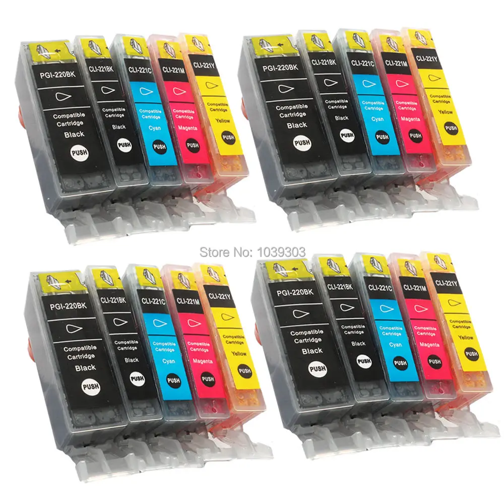 Cartuccia Di Inchiostro 20X Compatibile Pgi 220 Pgi-220 Cli-221 Per Canon Pixma Ip 3600/3680 // 4600/4680 Mp 540/545/620/630/638