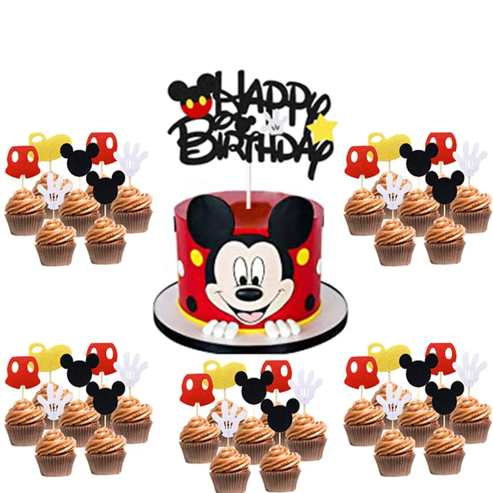 Disney Mickey Minnie Mouse Kid Favor 1St Birthday Cake Topper Mickey Birthday Party Decor Happy Birthday Topper For Baby Supplie