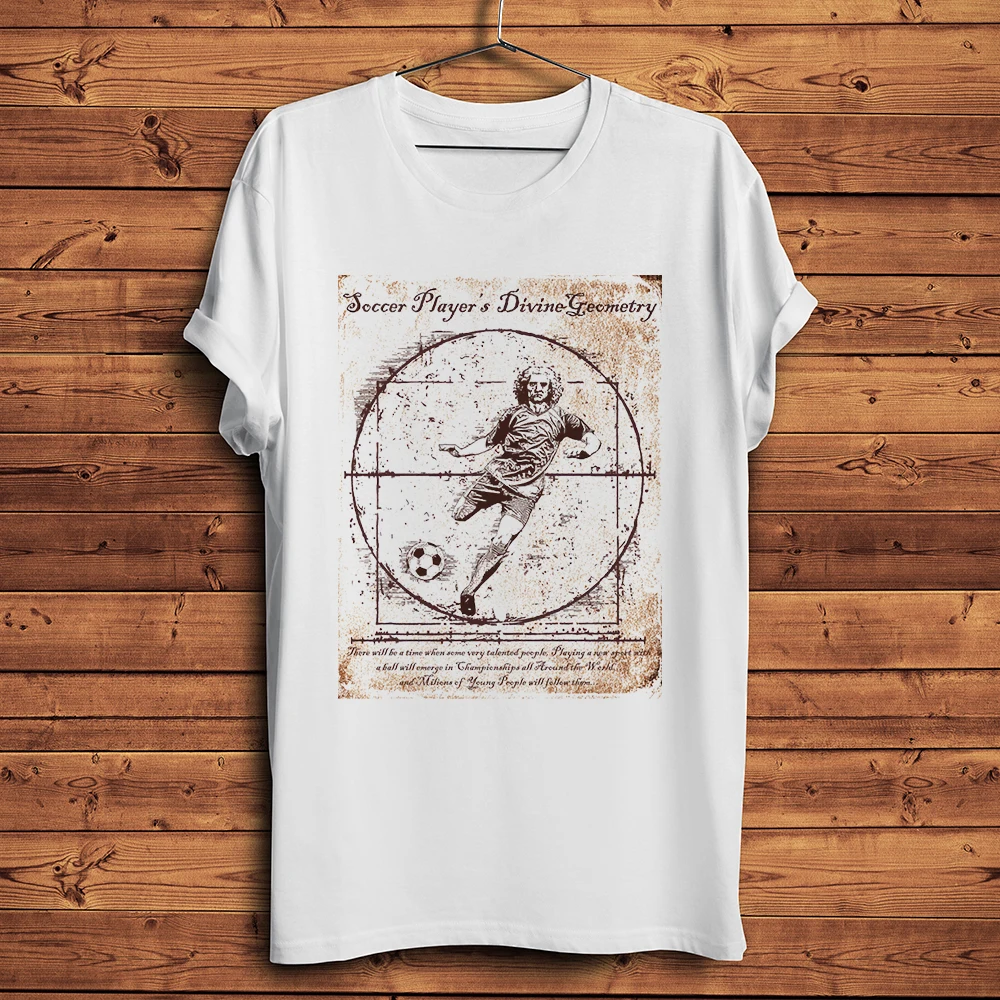 Vintage Da Vinci Uomo Vitruviano Soccer Player Muslimfunny Artistic Tshirt Uomo Homme Daily Short T Shirt Unisex Tee