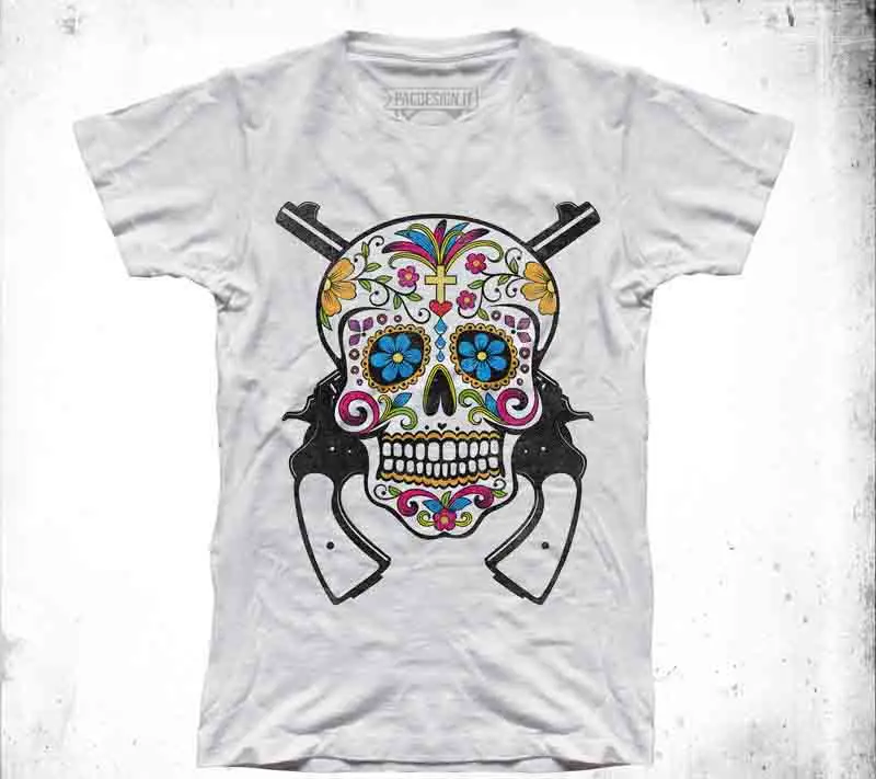Maglietta Hipster O-Collo Popolare Top T-Shirt Uomo Tattoo Old School Mexican Skull Rock Punk Perché Così Vintage Muslimat Shirt