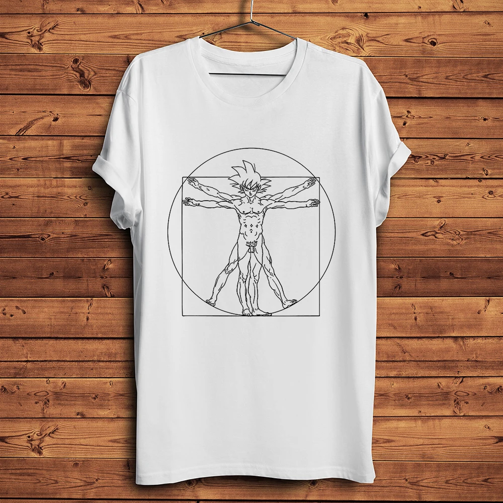 Leonardo Da Vinci Uomo Vitruviano Proporzione Divertente Anime T Shirt Uomo New White Casual Homme Cool Geek Streetwear T-Shirt