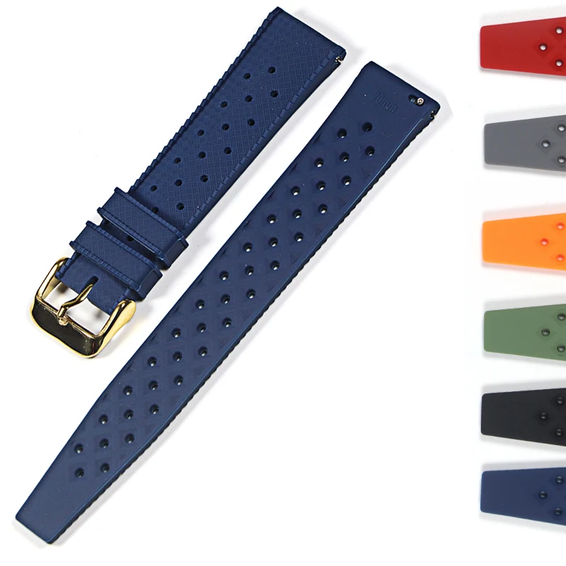 Premium-Grade Tropic Rubber Watch Strap 18Mm 20Mm 22Mm For S-Eiko New Watch Band Diving Waterproof Bracelet Black Color