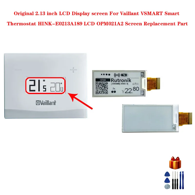 Schermo Lcd Originale Da 2.13 Pollici Per Termostato Intelligente Vaillant Vsmart Hink-E0213A189 Lcd Opm021A2 Parte Di Ricambio Dello Schermo