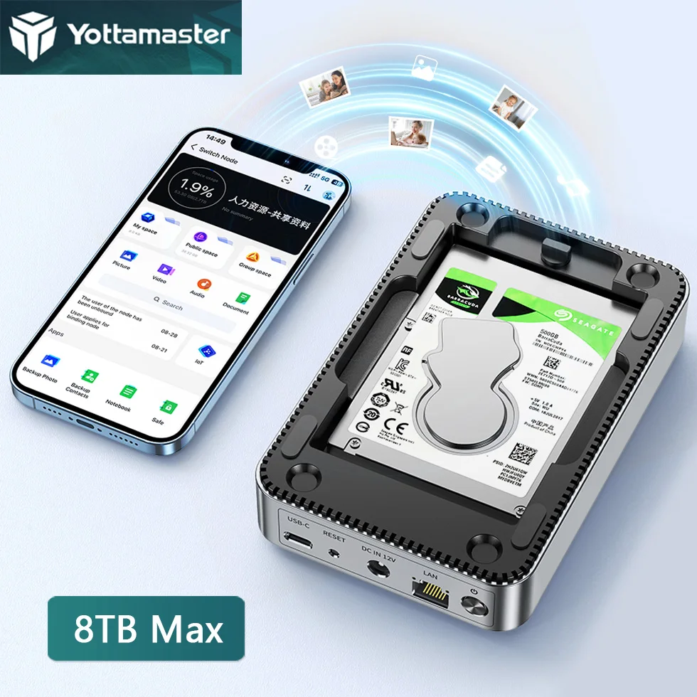 Yottamaster Wireless Nas Sata Ssd Hdd Enclosure 2.5 "3.5" Pollici Hard Disk Storage Box Hd Custodia Esterna Custodia Personal Server