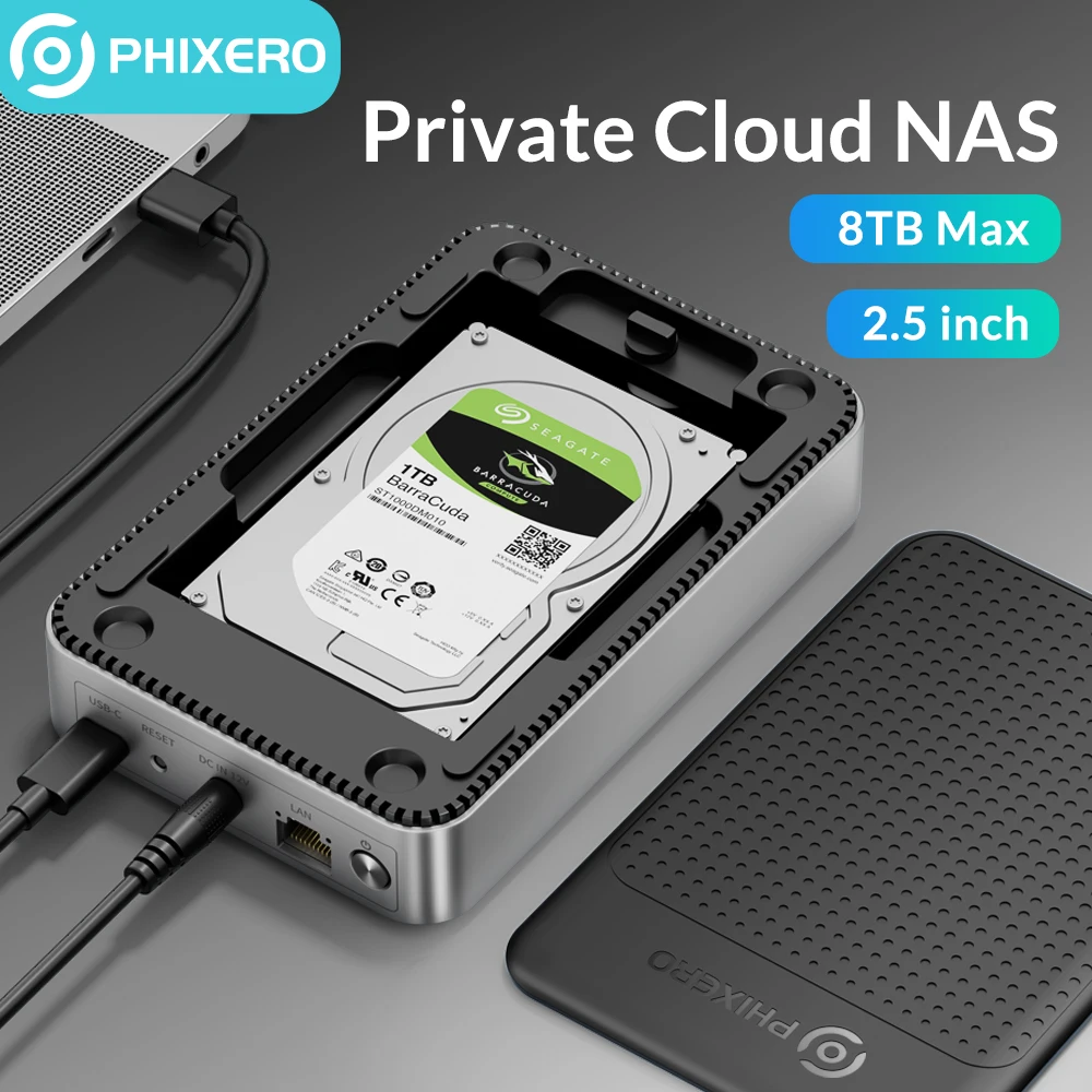 Phixero Personal Family Nas Private Storage 2.5 "3.5" Hdd/Ssd Hard Drive Enclosure Network Box Con Accesso Remoto Di Backup Automatico