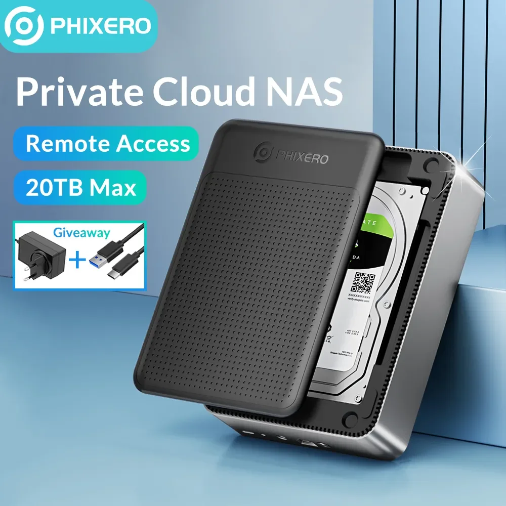 Phixero Family Nas Storage Hdd Hard Drive Enclosure Network Box Con Adattatore Per Custodia Esterna Di Accesso Remoto Di Backup Automatico
