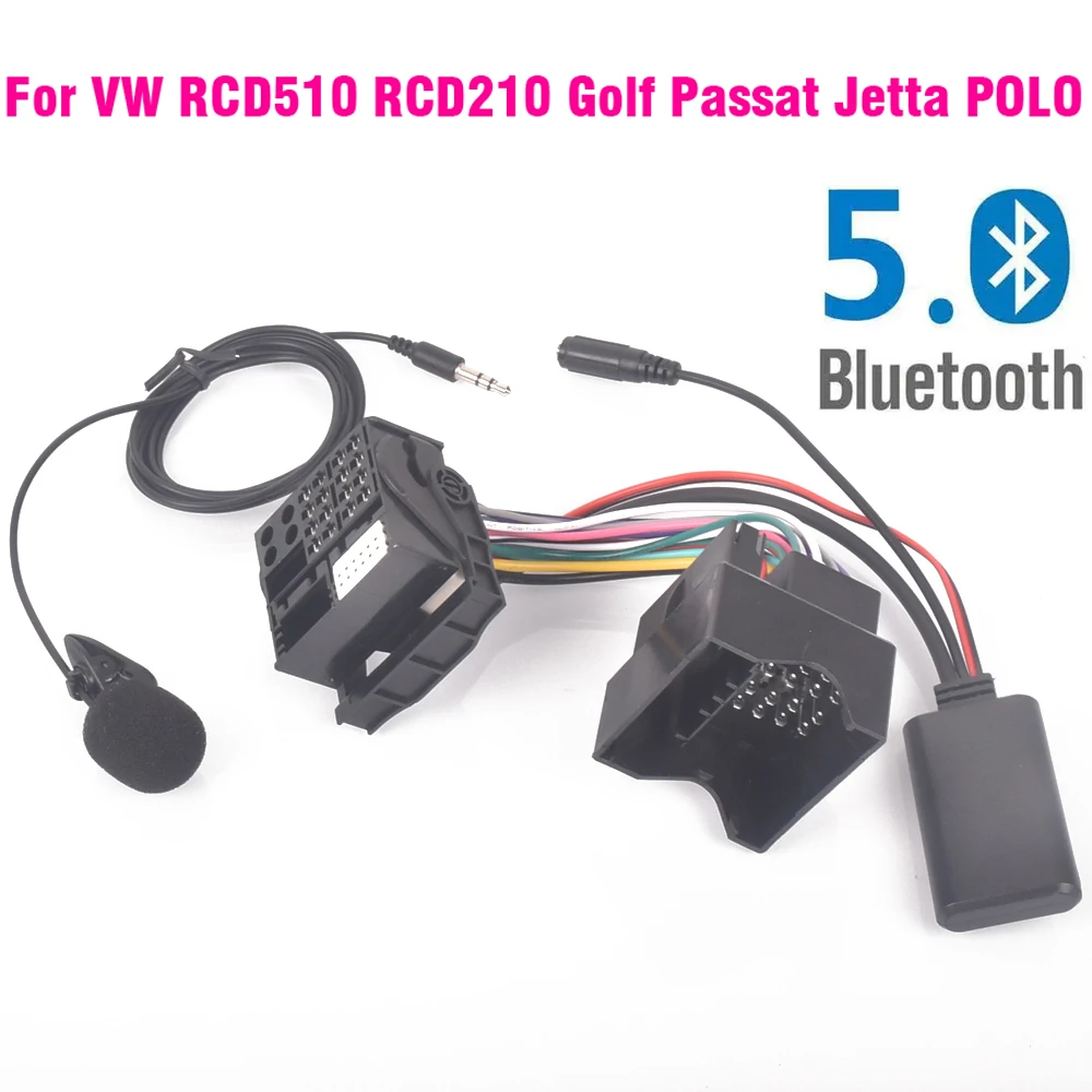 Per Vw Rcd510 Rcd210 Golf Passat Jetta Polo Radio Cablaggio Spina Microfono Vivavoce Bluetooth 5.0 Adattatore Aux