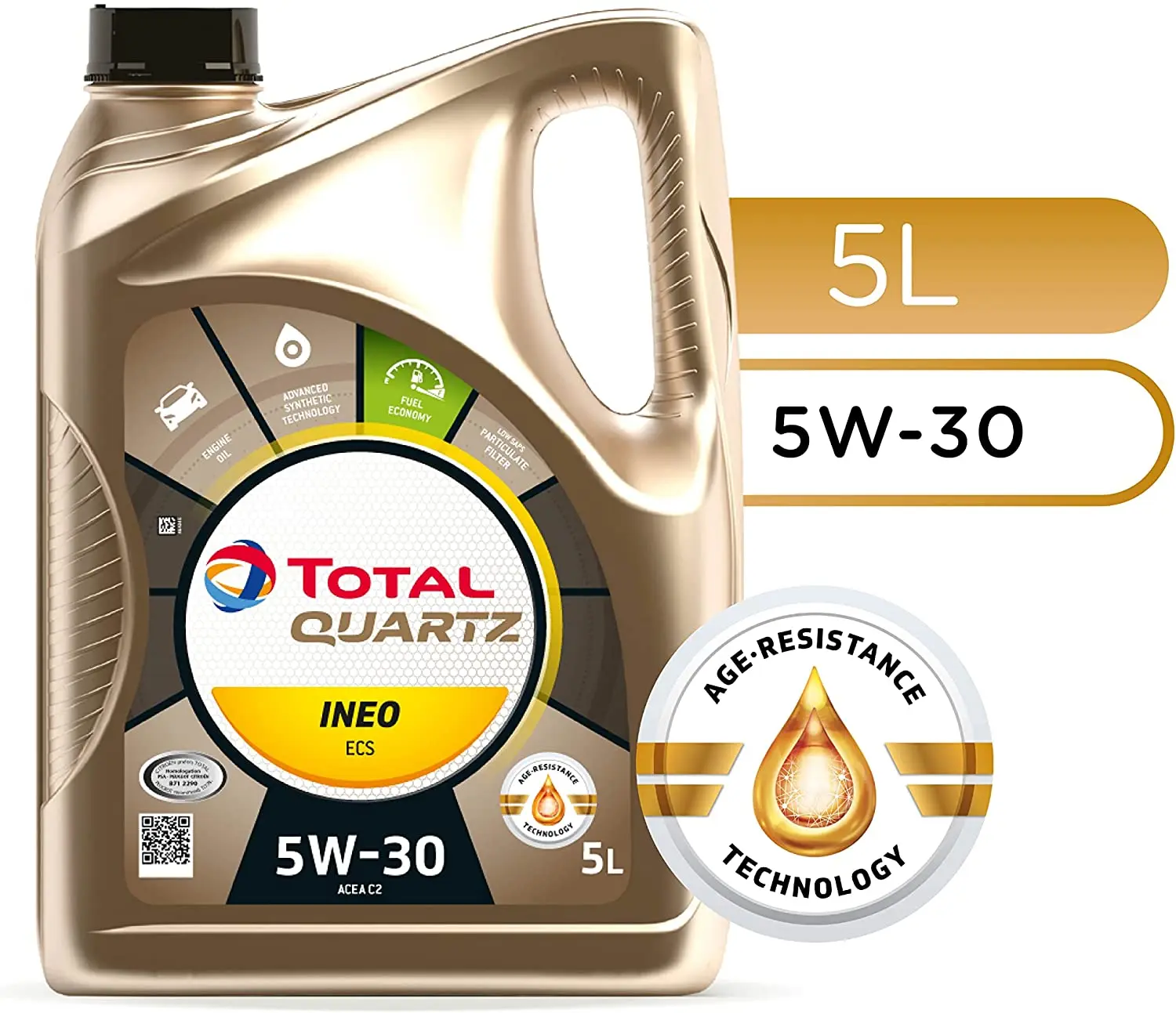 Lubrificante Totale Al Quarzo Ineo Ecs 5W30 5L Filtro Per Particelle Di Olio Motore Sintetico