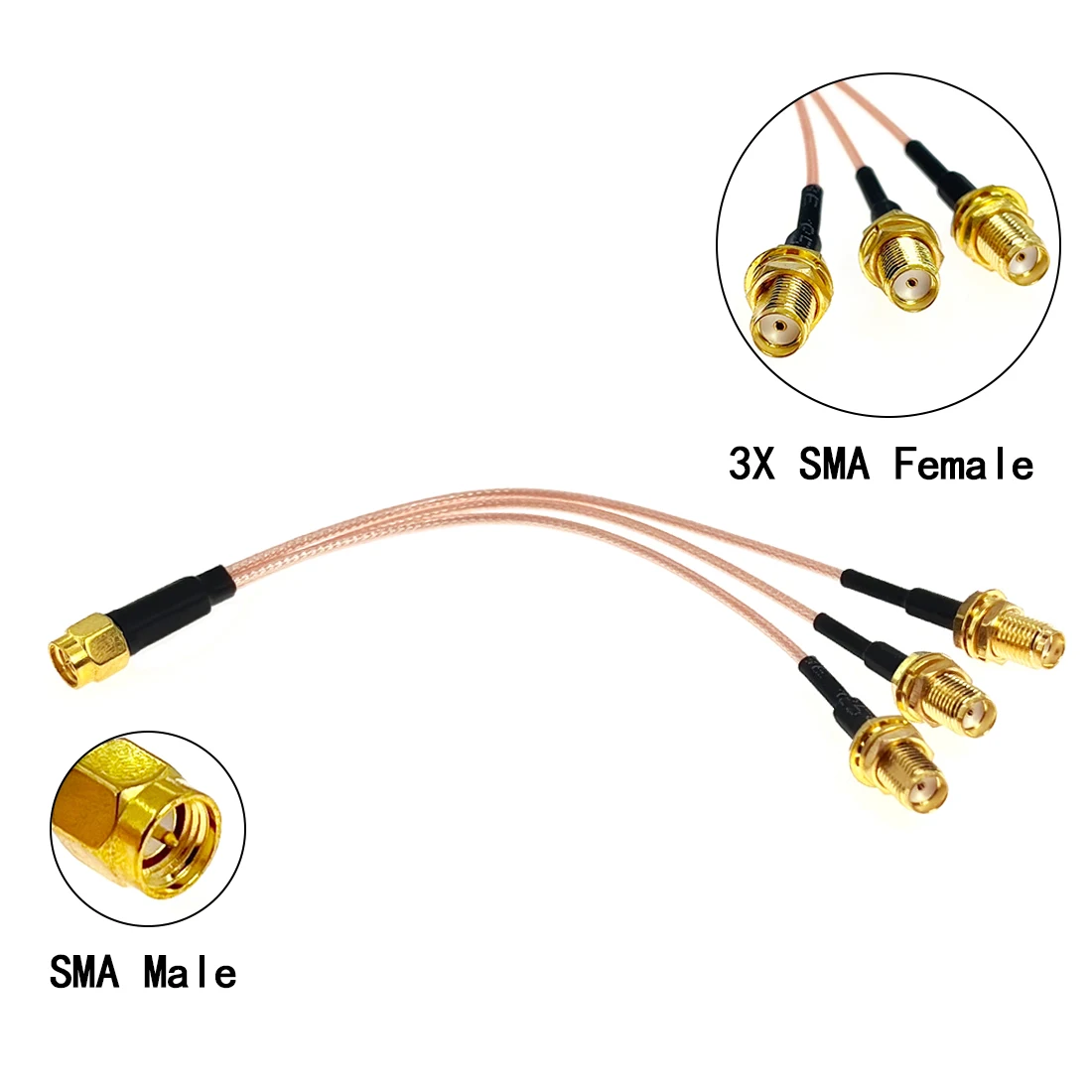Sma Maschio A 3X Sma Femmina Jack Dado Splitter Combinatore Cavo Pigtail Rg178 15Cm 6 "Per Router Wifi Modem Wireless
