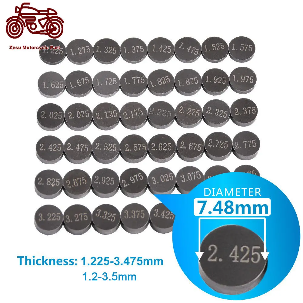 Diametro 7.48Mm Motor Bike Valvola Regolabile Shim Guarnizione Pad Kit Spessori Per Suzuki Rmz250 Rmz 250 Sv650 Sv650A Sv650Sa Abs Sv 650